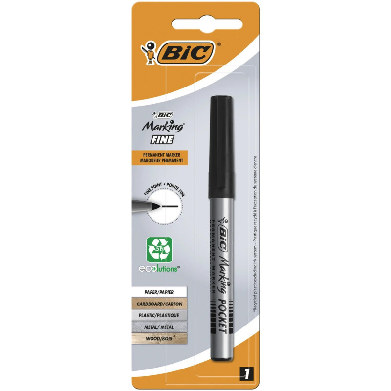 Marqueur permanent Marking Pocket Noir - BIC - 3CBIMPERMPOCN1