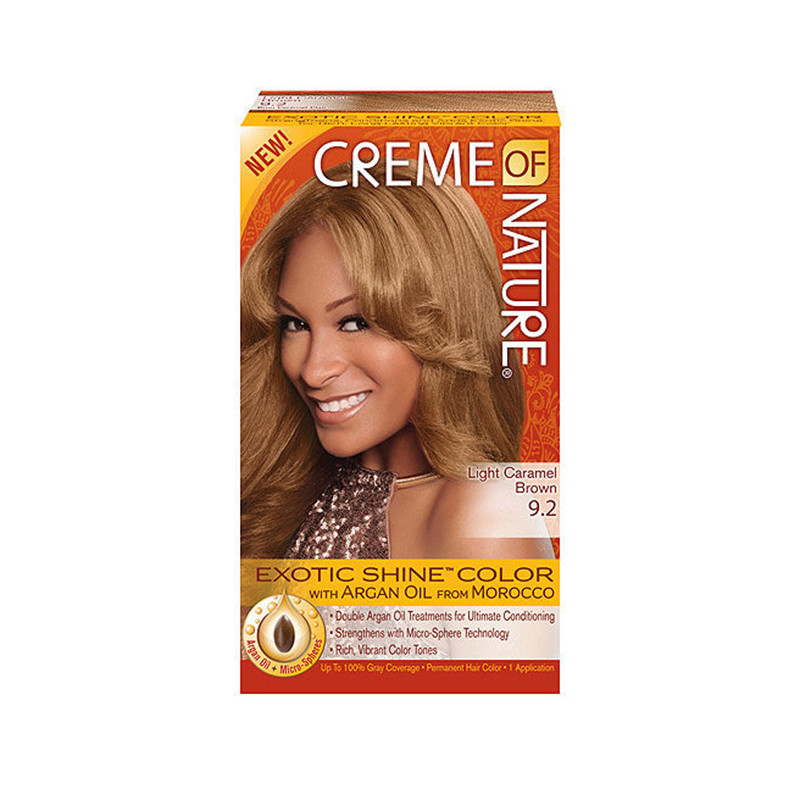 Coloration cheveux Exotic Shine à l'Huile d'Argan 9.2 Châtain Caramel Clair - CREME OF NATURE - 32B00006266