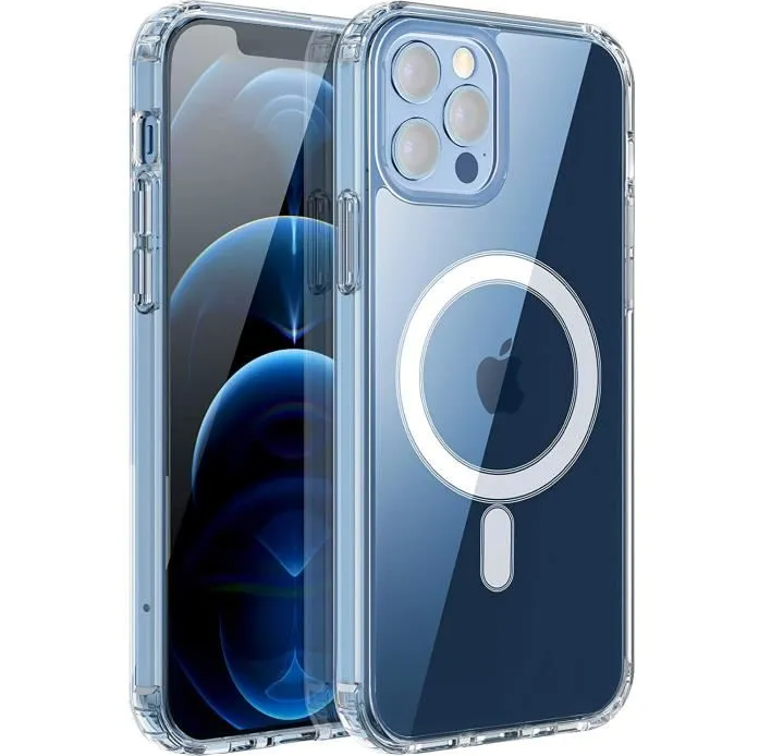 Coque iPhone 13 transparente revêtement métallique Magsafe (argent) - Coque -telephone.fr