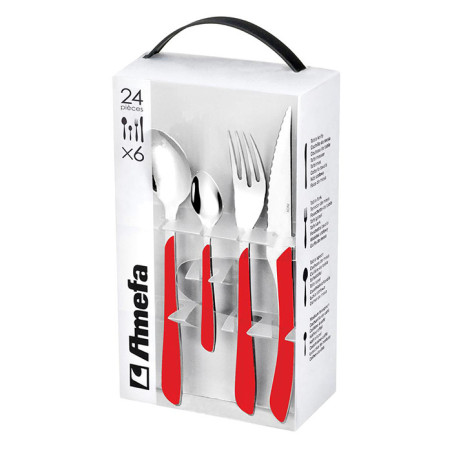 Ménagère 24 Pièces Eclat Inox/Rouge - AMEFA - AMEECLATR24P