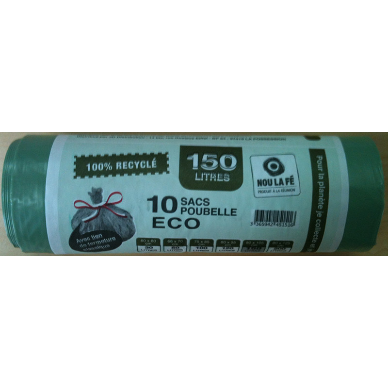 Etui de 10 Sacs poubelle Eco 150L - 5EBP150