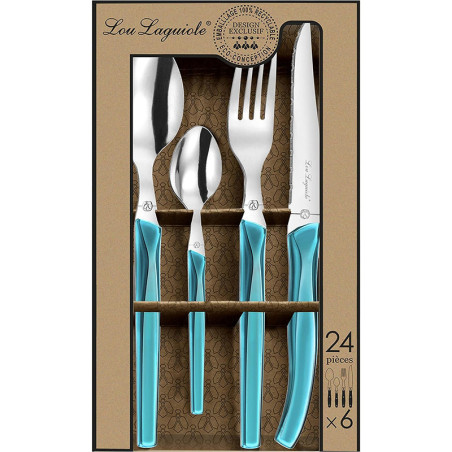 Ménagère 24 pièces Rising Sun acier inoxydable turquoise - AMEFA - AME008484