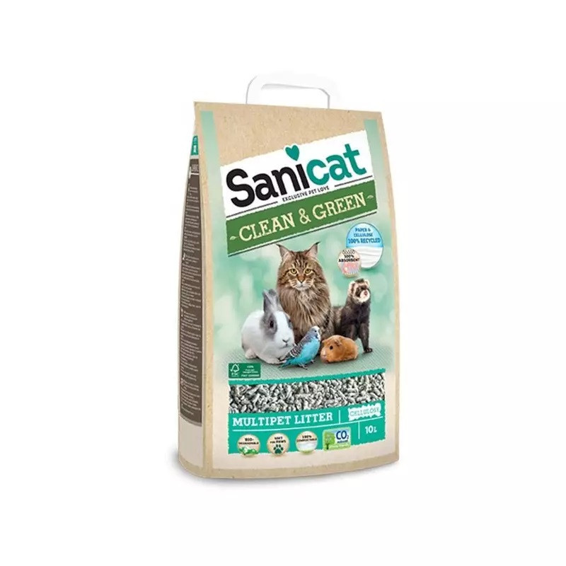 Litière Cellulose Clean & Green 10L - SANICAT - SAN-PSANECOG010
