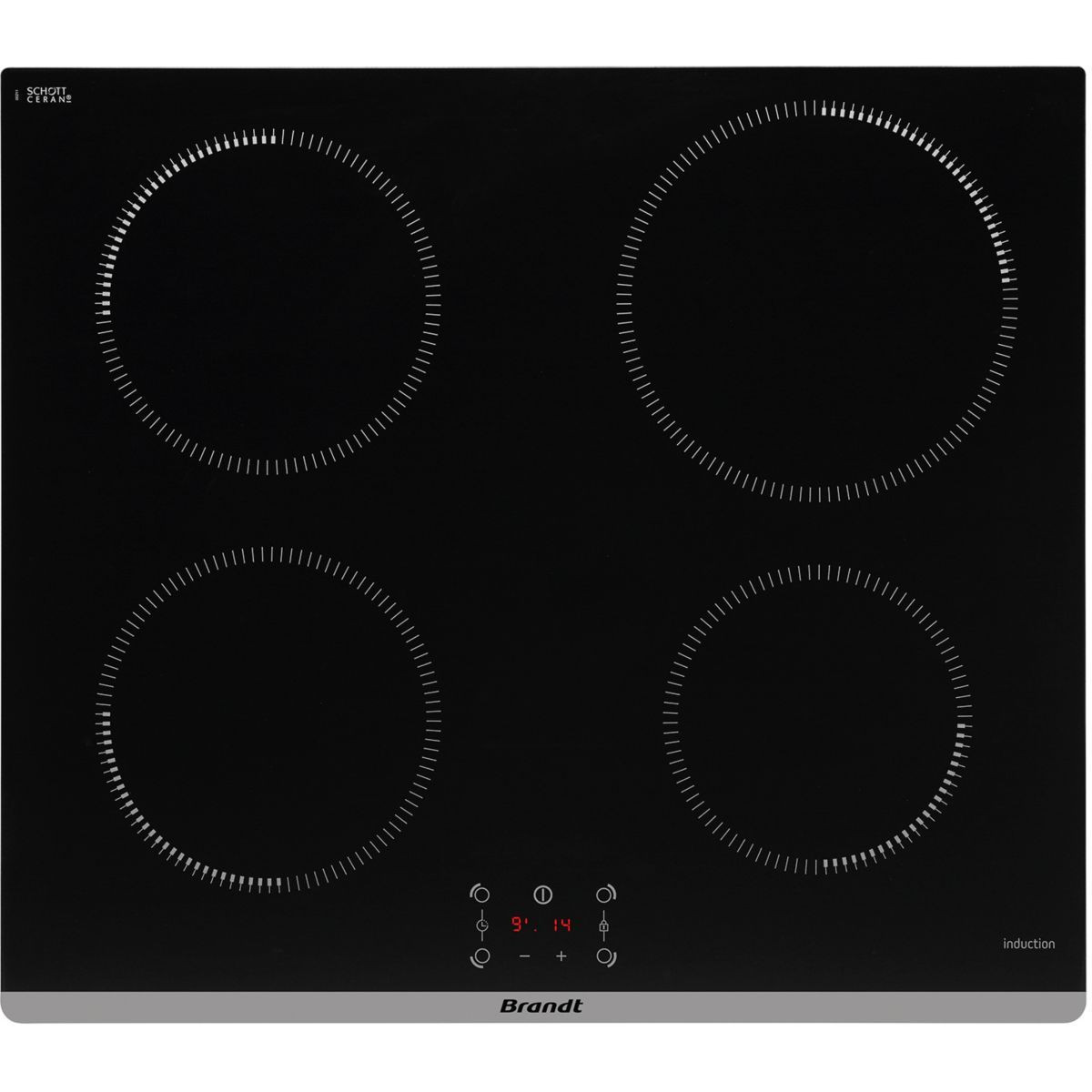 Plaque de cuisson induction 4 Foyers 7200W Noir - BRANDT - BPI6464B 