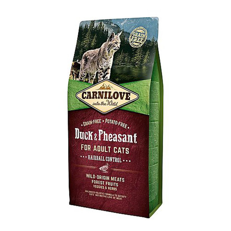 Croquettes pour chat Hairball canard & faisan 6kg - CARNILOVE