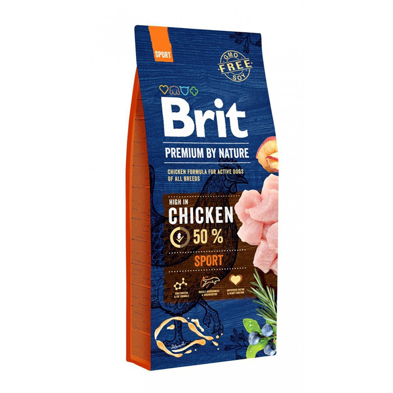 Croquettes pour chien de sport adulte Premium by Nature au poulet 15kg - BRIT - B30