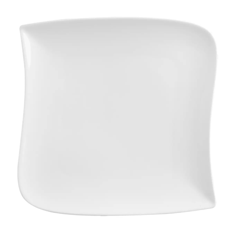 Assiette à dessert carrée "Vague" 21cm en porcelaine - SECRET DE GOURMET