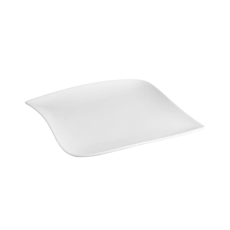 Assiette à dessert carrée "Vague" 21cm en porcelaine - SECRET DE GOURMET