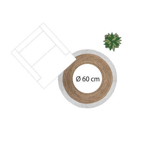 Tapis en jute à bord blanc 120cm
