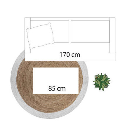 Tapis en jute à bord blanc 120cm