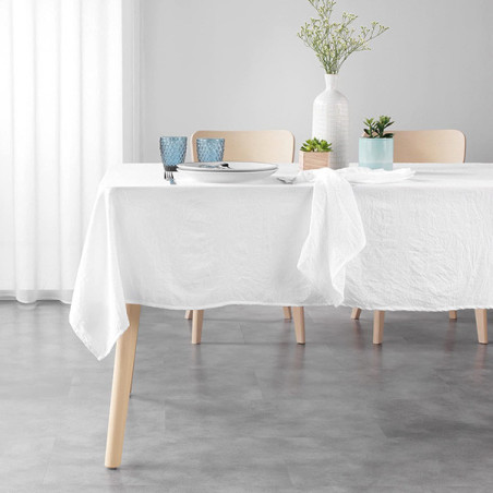Nappe Rectangulaire Microfibre Unie Suzy 140x240cm Blanc 