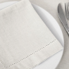 Lot de 4 Serviettes de Table Chambray Blanc