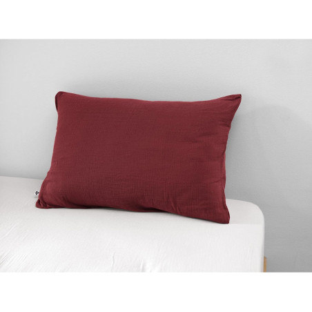 Taie d'oreiller gvaze de coton 50x70 cm Lie de vin Gaia