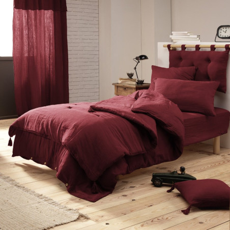 Taie d'oreiller gvaze de coton 50x70 cm Lie de vin Gaia