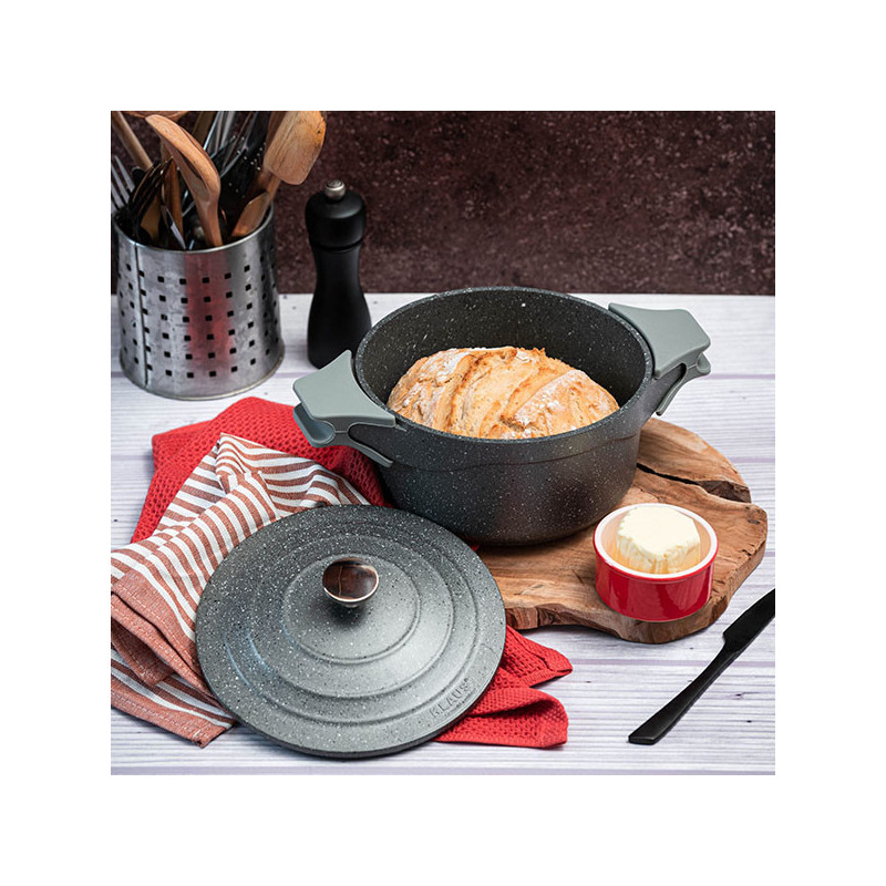 Cocotte traditionnelle en fonte 20cm Gris pierre - KLAUS 