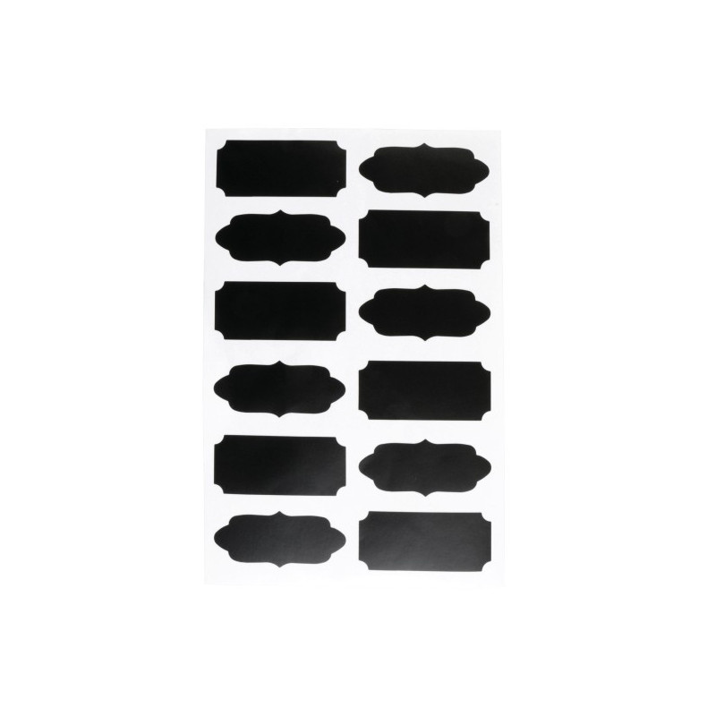 Set de 12 Etiquette adhésive Noir - 524490