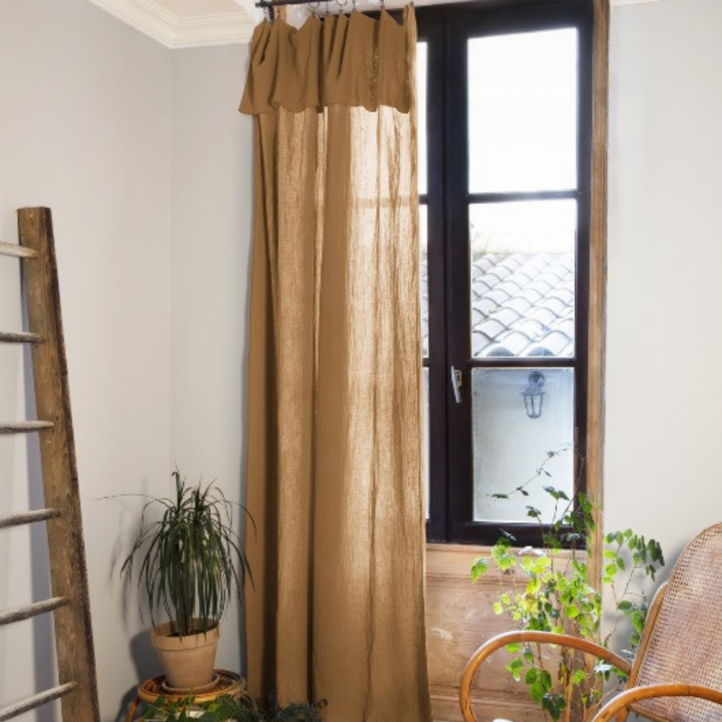 Rideau ajustable + 8 anneaux pince 140 x 300 cm Camel Gaia