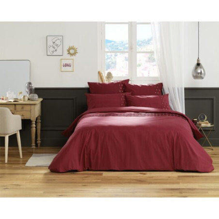 Taie d'oreiller rectangle rouge en coton 50x70cm Agathe