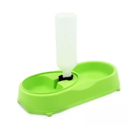 Abreuvoir/mangeoire + Bouteille 500ml Vert/Blanc - SPEEDY PET - INA-34598