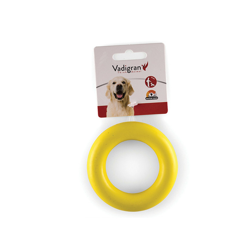 Jouet pour chien Anneau caoutchouc Ø9cm Jaune - VADIGRAN - VAD-14159