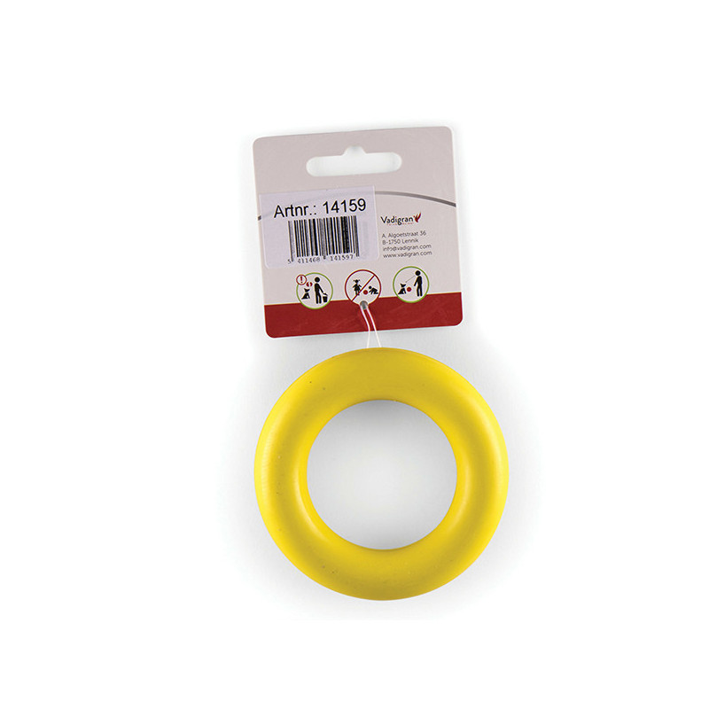 Jouet pour chien Anneau caoutchouc Ø9cm Jaune - VADIGRAN - VAD-14159