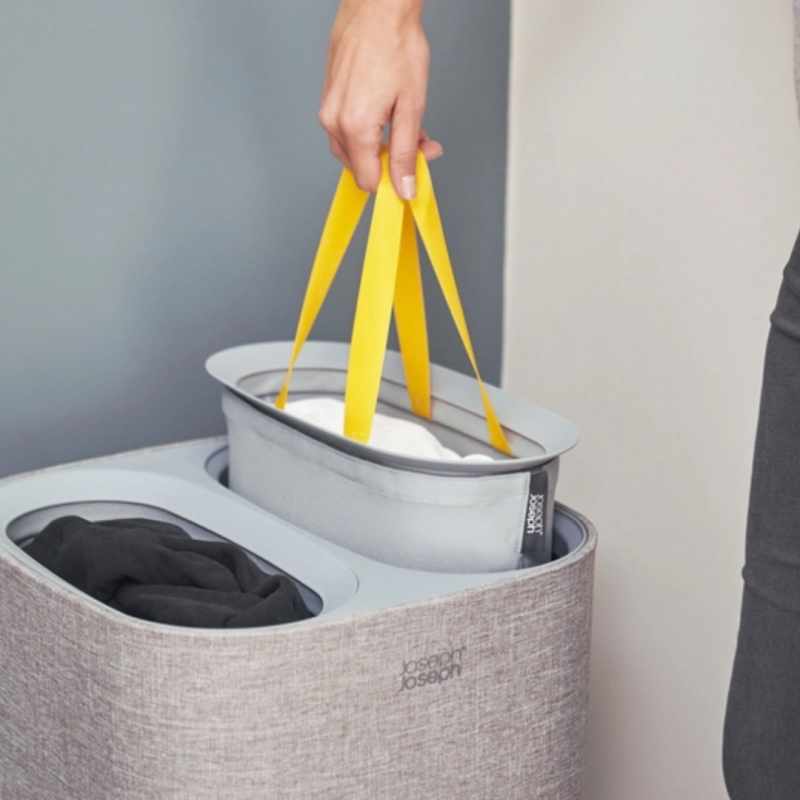Panier à linge 2 bacs Gris 2x30L