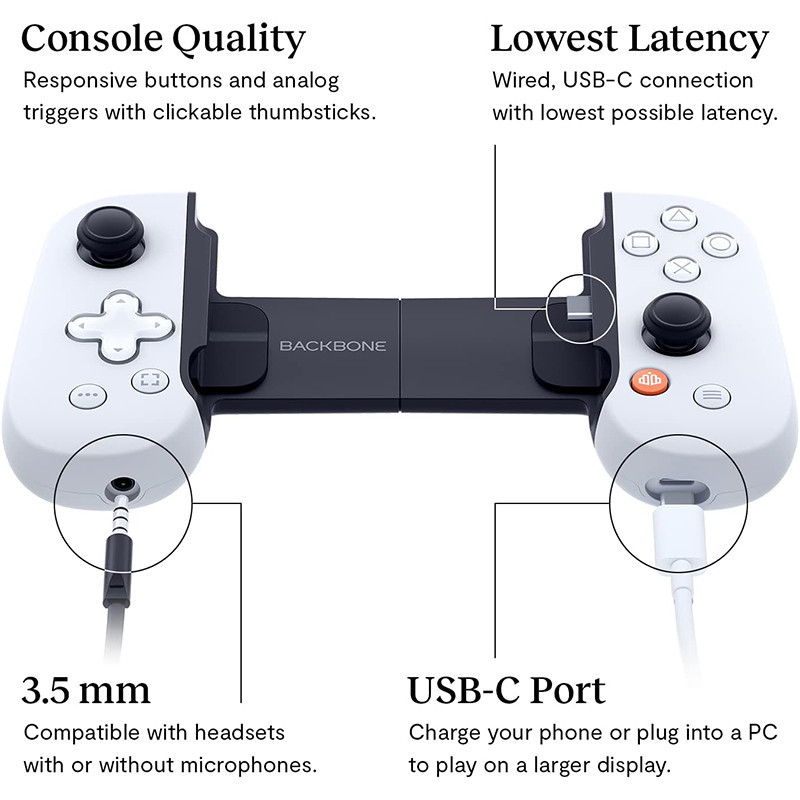 Contrôleur de jeu Playstation pour Android Type-C Blanc - BACKBONE - 83401123165