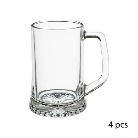 Lot de 4 verres à bière avec anse 32 cl