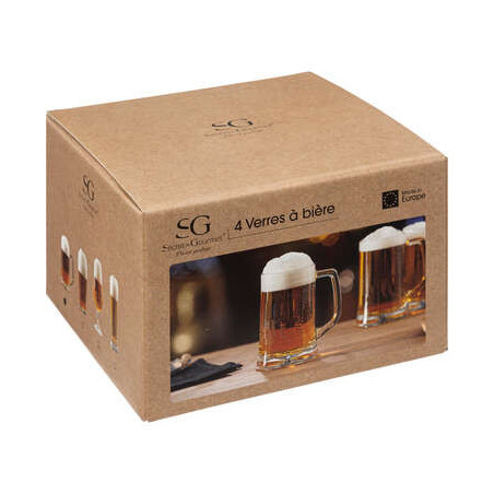 Lot de 4 verres à bière avec anse 32 cl