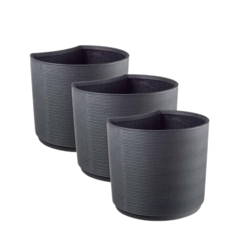 Pot rond Groove Set Urban Anthracite