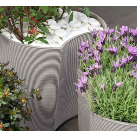 Pot rond Groove Set Urban Gris beton