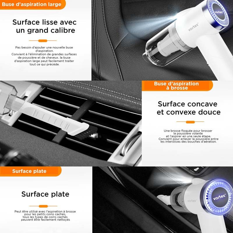 Aspirateur à main sans fil pliable Blanc - VORTEX - CRC90