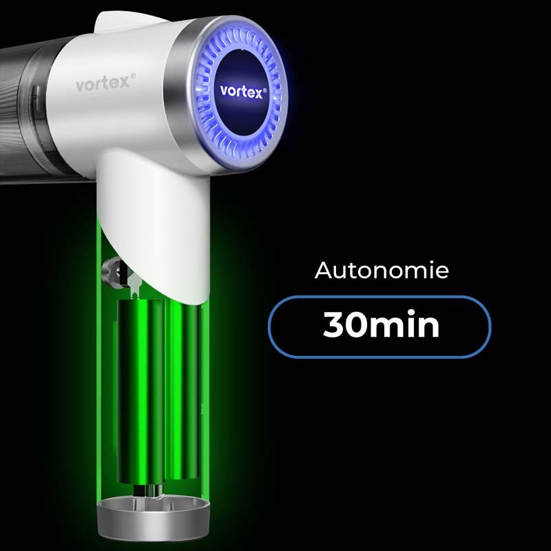 Aspirateur à main sans fil pliable Blanc - VORTEX - CRC90