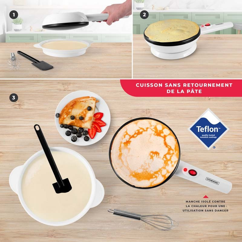Crêpière crepeasy 800W Blanc/Noir - KITCHENCOOK - CREPEASY