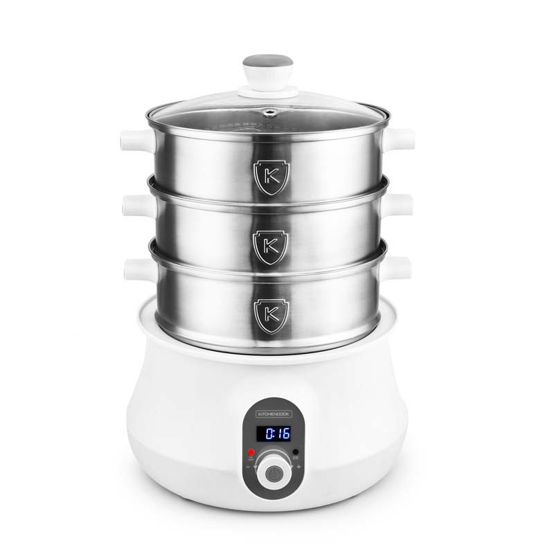 Cuiseur vapeur & couscoussier 9L Inox/Blanc - KITCHENCOOK - MULTISTEAM9