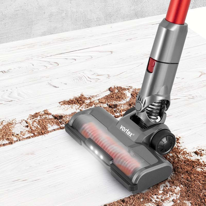 Aspirateur balai sans fil Cyclonique 2en1 130W Rouge - VORTEX - F13