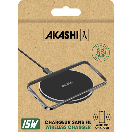 Chargeur Ultra-rapide sans fil 15W Noir - AKASHI - ALT30973