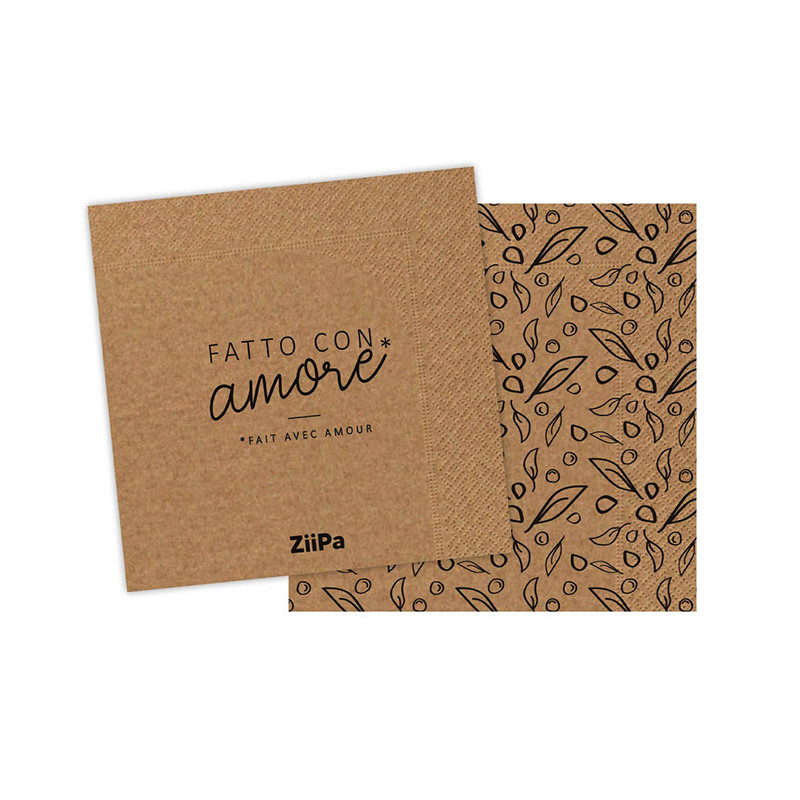 Lot de 20 Serviettes Kraft Naturel - ZIIPA - ZIIPA20022