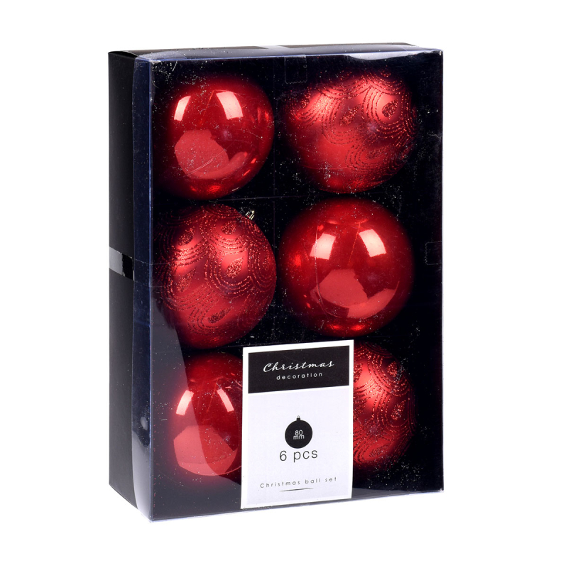 Boules de Noël Rouge 6 pièces
