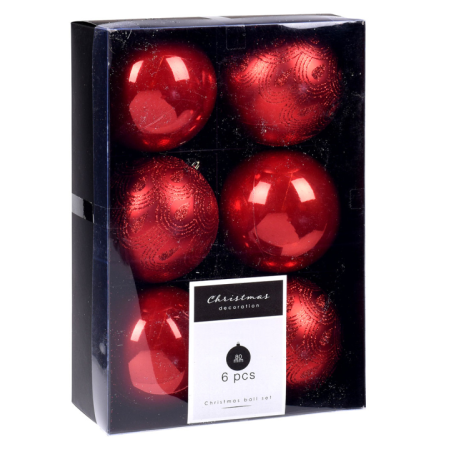 Boules de Noël Rouge 6 pièces