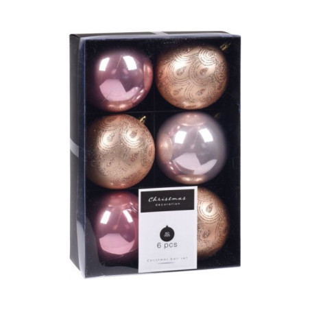 Boules de Noël Rose et Argent 6 pièces