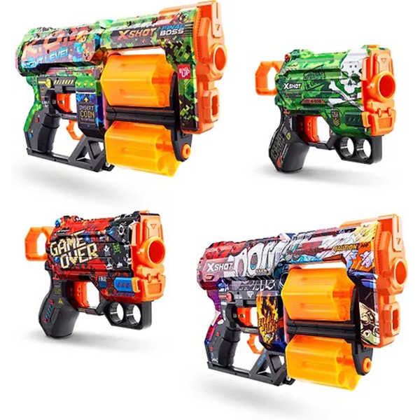 Pack de 4 Pistolets XShot Skins ZURU - Dès 8 ans 