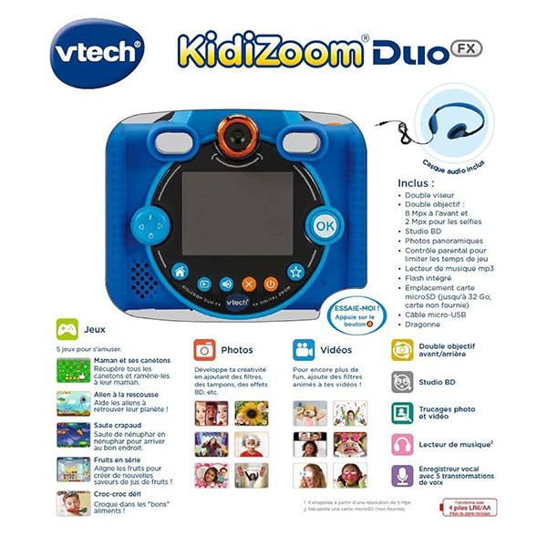 Appareil photo KidiZoom Duo FX bleu VTECH - Dès 4 ans 