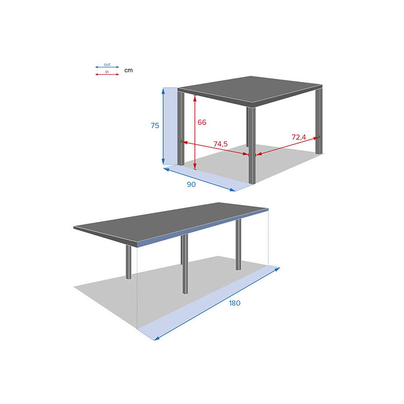 Table de jardin extensible Piazza 8 places gris smoke/blanc