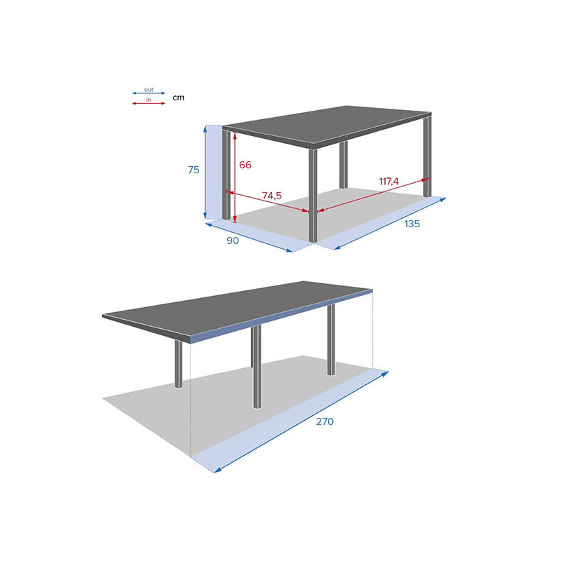Table de jardin extensible Piazza 10 places houblon/tonka
