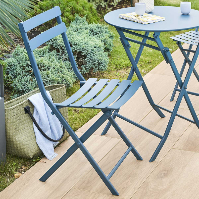 Chaise de jardin pliante Greensboro Bleu pétrole