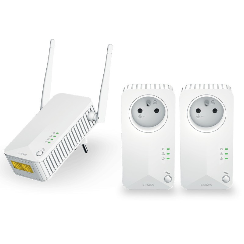Adaptateur Powerline Wifi 600 Triple Pack V2 Mbit/s Ethernet/LAN Blanc -  STRONG - CPL_600TRI 