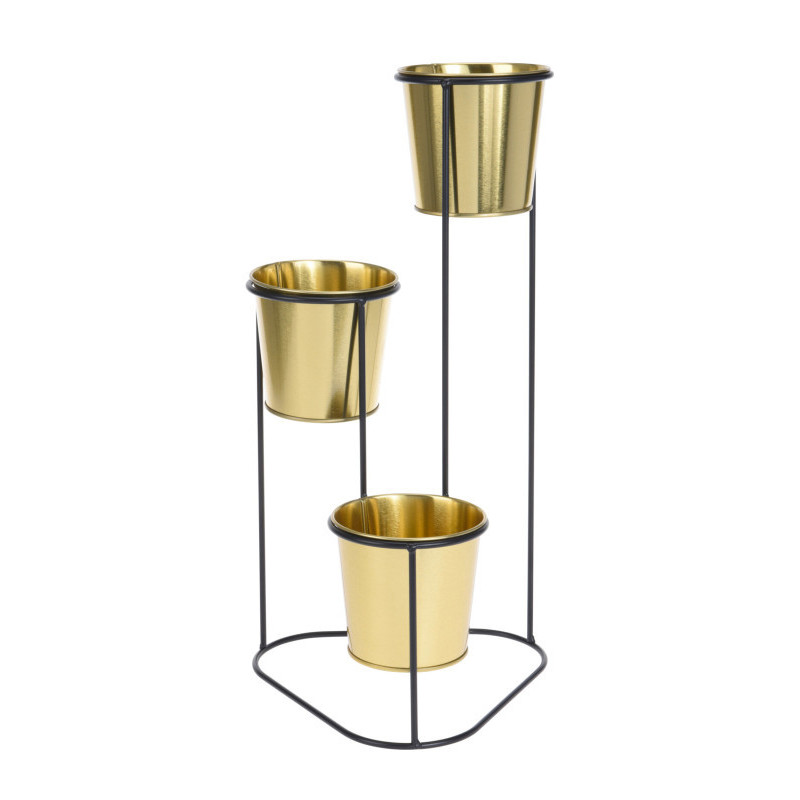 Set de 3 caches-pot doré H60cm