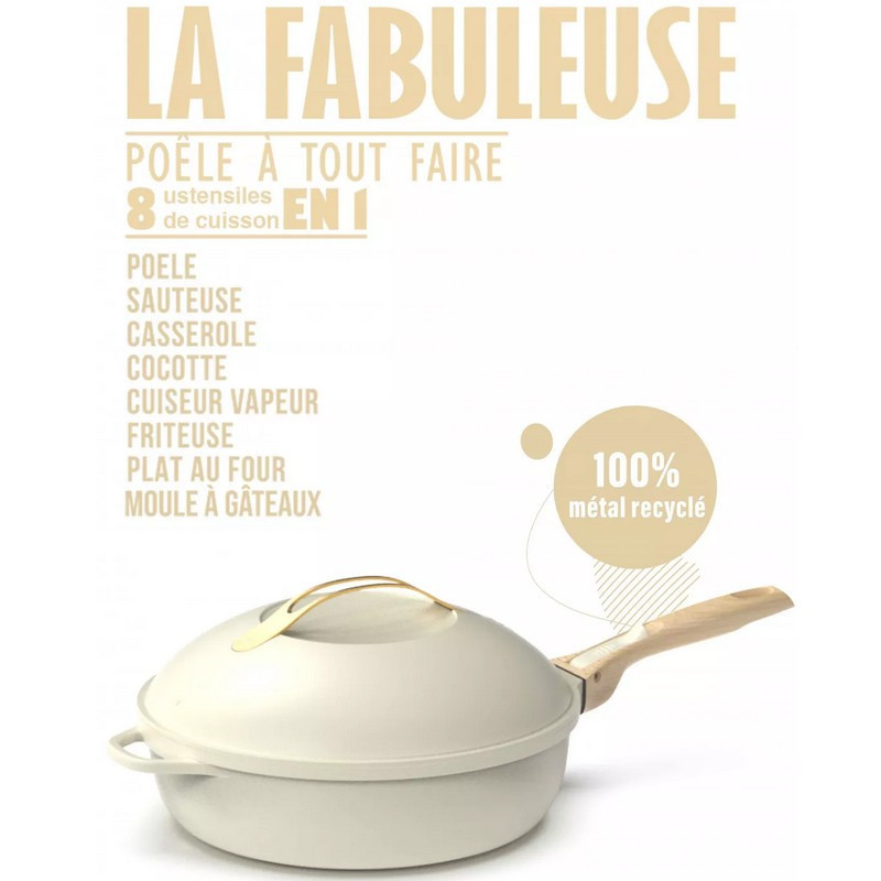 La fabuleuse poêle 8en1 28cm Meringue - COOKUT