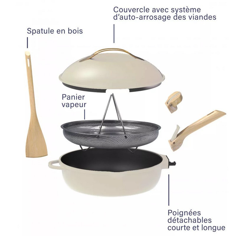 La fabuleuse poêle 8en1 28cm Meringue - COOKUT